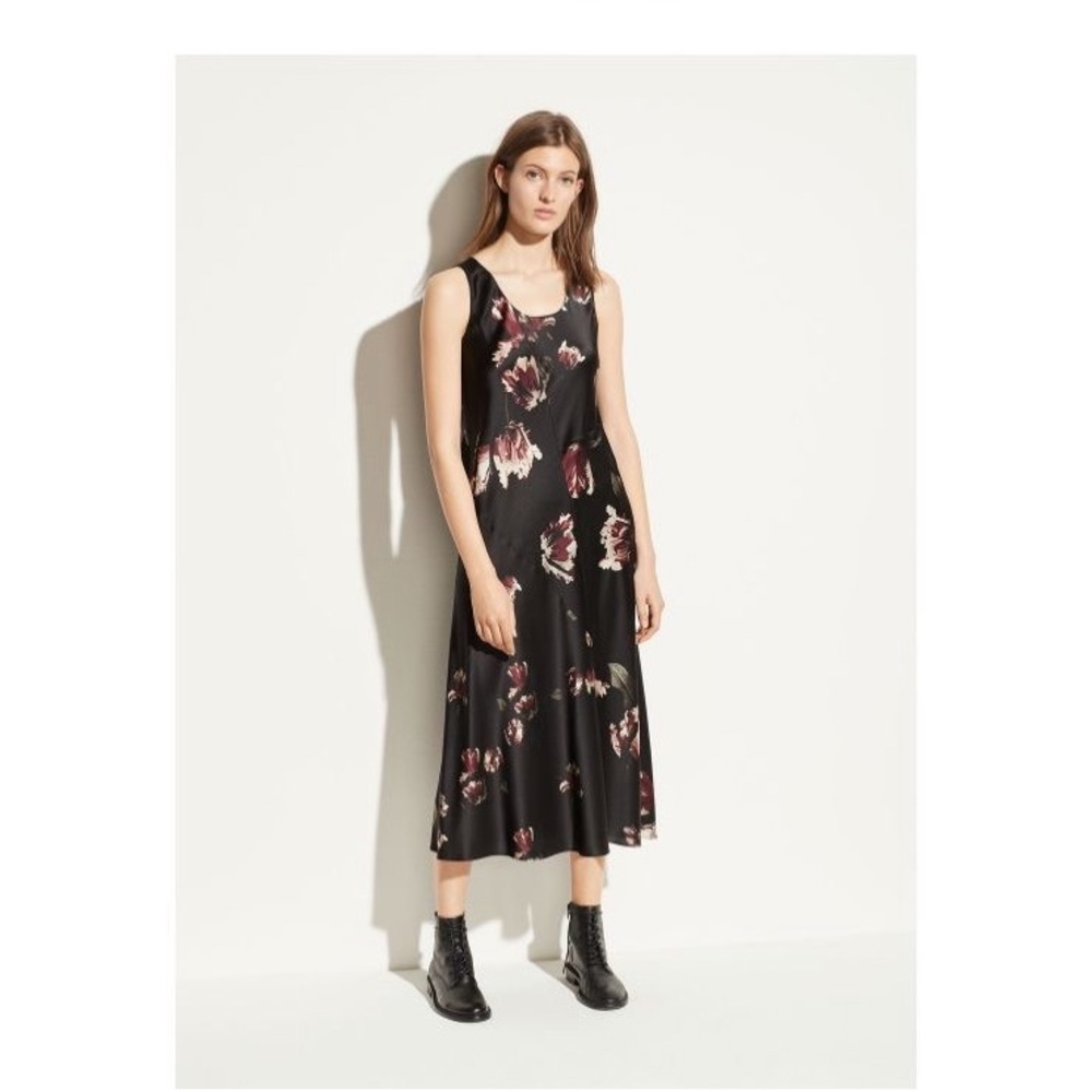 Vince Tulip Satin Slip Dress, Small, 100% Silk